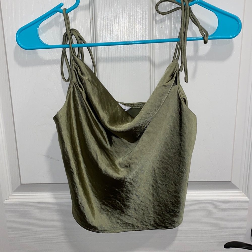 Green silk top